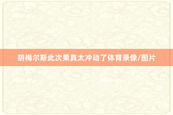 胡梅尔斯此次果真太冲动了体育录像/图片