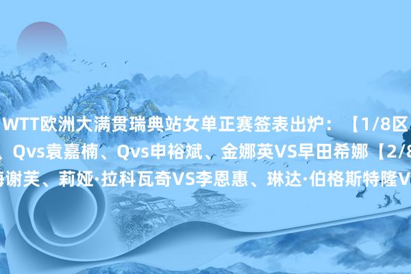 WTT欧洲大满贯瑞典站女单正赛签表出炉：【1/8区】孙颖莎VS汉娜·高达、Qvs袁嘉楠、Qvs申裕斌、金娜英VS早田希娜【2/8区】郑怡静VS蒂娜·梅谢芙、莉娅·拉科瓦奇VS李恩惠、琳达·伯格斯特隆VS阿尔玛·罗斯、Qvs伊藤好意思诚【3/8区】陈幸同VS杜凯琹、张墨VS普莉蒂卡·帕瓦德、莎宾·温特VS娜塔莉娅·巴约、Qvs伯纳黛特·斯佐科斯【4/8区】陈熠VS韩莹、Qvs朱芊曦、高桥·布鲁娜VS