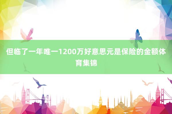 但临了一年唯一1200万好意思元是保险的金额体育集锦