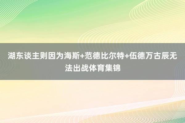 湖东谈主则因为海斯+范德比尔特+伍德万古辰无法出战体育集锦