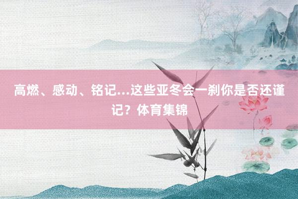 高燃、感动、铭记...这些亚冬会一刹你是否还谨记？体育集锦