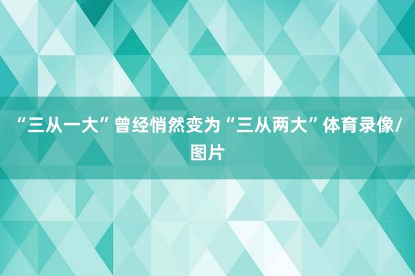 “三从一大”曾经悄然变为“三从两大”体育录像/图片