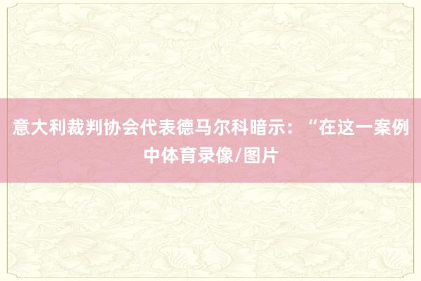 意大利裁判协会代表德马尔科暗示：“在这一案例中体育录像/图片