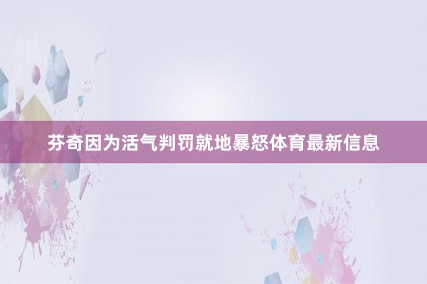 芬奇因为活气判罚就地暴怒体育最新信息